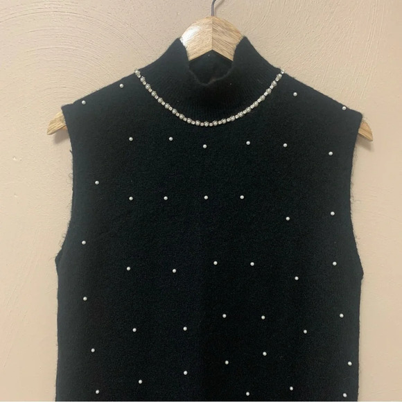 Zara Pearl Trim Knit Sweater Mini Dress Size Large Blogger's Fav - Picture 5 of 13